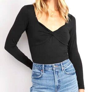 Old Navy Women's Fitted Twist-Front Top Black Size Medium